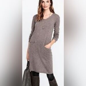 J. Jill Silk Blend Women's V-Neck Long Sleeve Gray Sweater Dress Size L